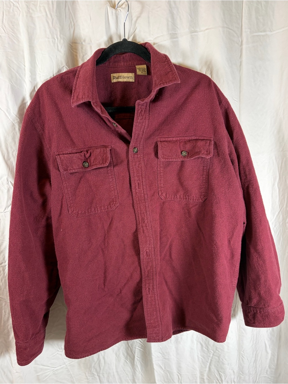 Ruff Hewn Men's Burgundy Button-Front Shirt Jacket sz XL